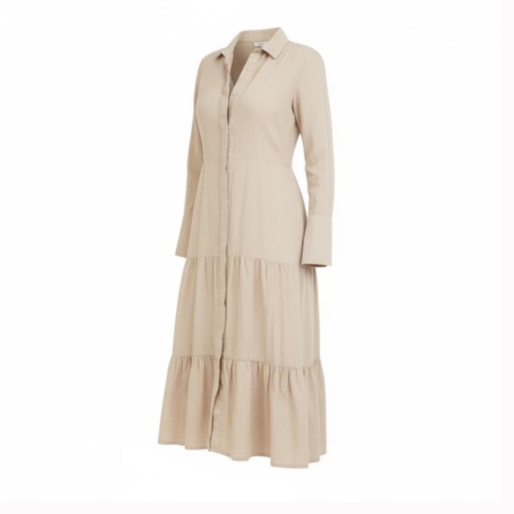 Tahari Cream Long Sleeve Maxi Dress